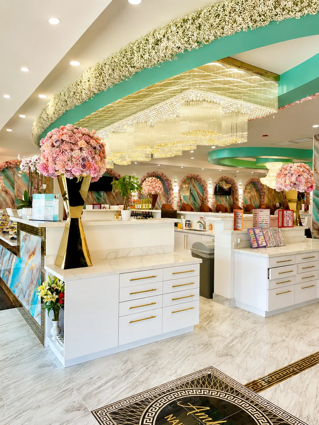 Amherst Nails salon interior with nail stations