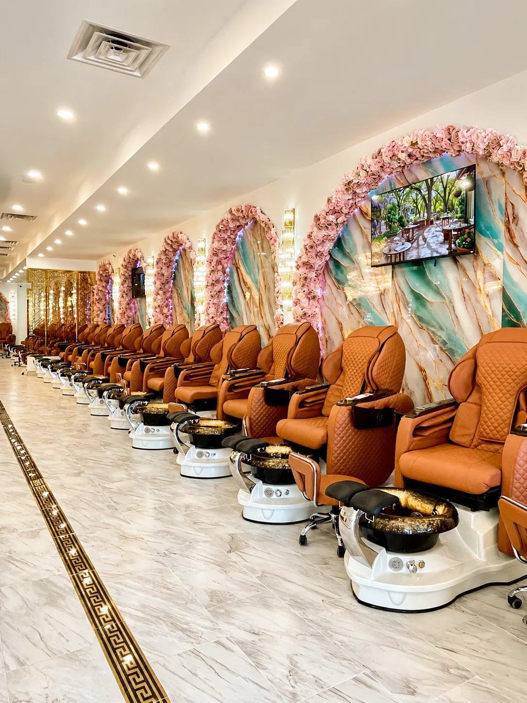 Amherst Nails luxury spa pedicure chairs row